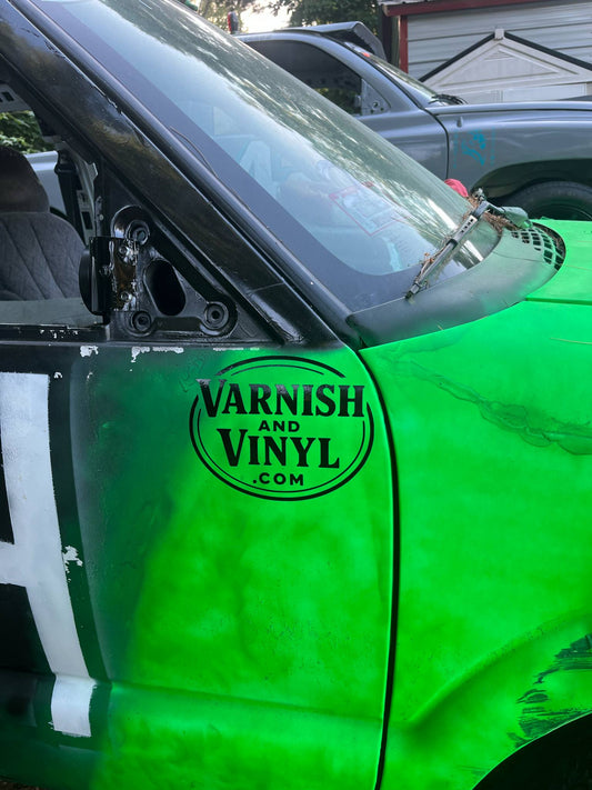 Varnish and Vinyl Slap Stickers