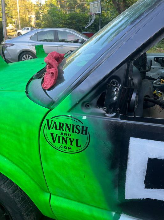 Varnish and Vinyl Slap Stickers